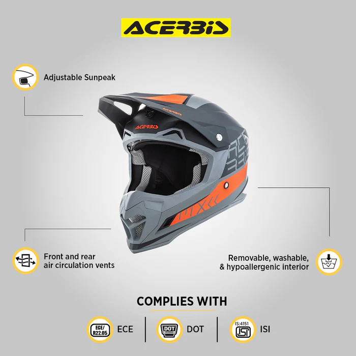 Acerbis Profile 4 - Motocross Riding Helmet (Black/Orange) - Image 6