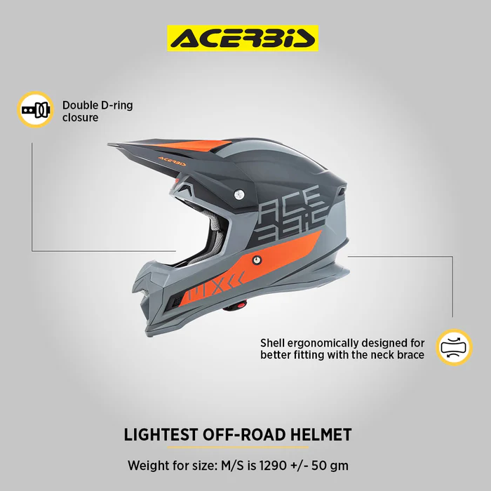 Acerbis Profile 4 - Motocross Riding Helmet (Black/Orange) - Image 2