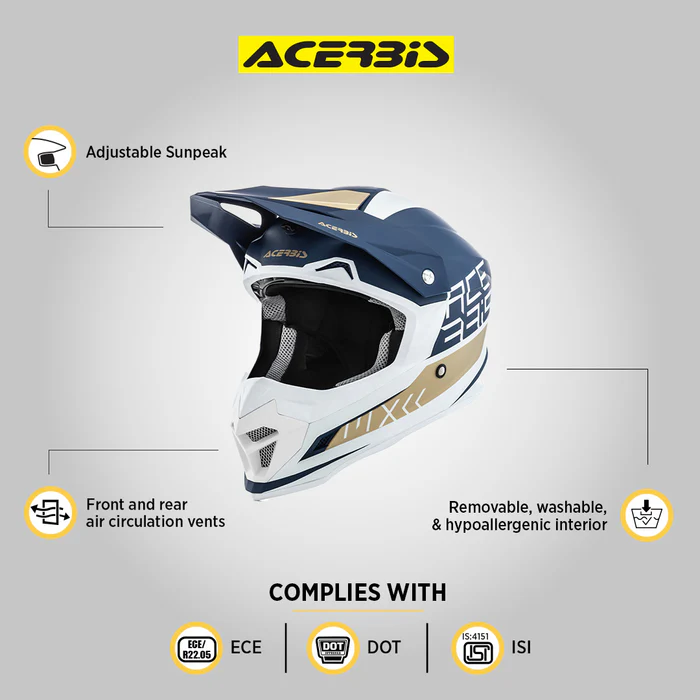 Acerbis Profile 4 - Motocross Riding Helmet (White/Blue) - Image 6