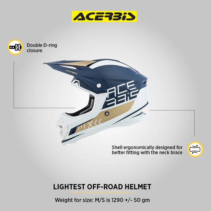 Acerbis Profile 4 - Motocross Riding Helmet (White/Blue) - Image 2